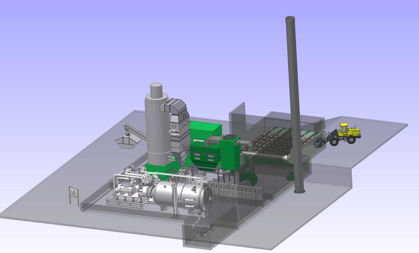 Komplexná technológia teplárne na drevnú štiepku